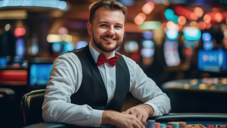 Mobile phone showing live roulette table